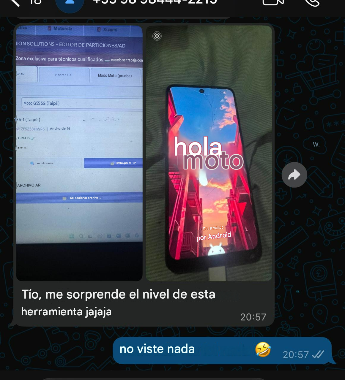 Captura de WhatsApp de Moto G55 desbloqueado